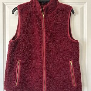 J Crew Mercantile Maroon Sherpa Vest Medium
